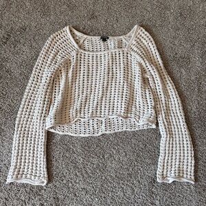 Wild Fable Cream Ribbed Crop Blouse Long Sleeve